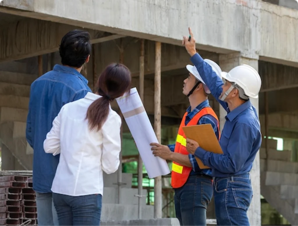 Contractors discussing residential project