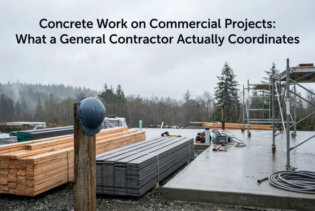 Professional header image for industry analysis: Concrete Work on Commercial Projects: What a General Cont...